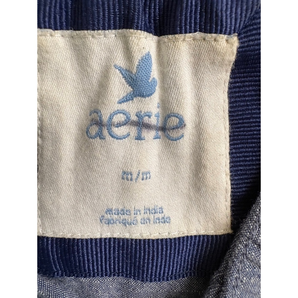 Aerie Blue Chambray Button Front Mini Dress Adjustable Straps Cottagecore Medium - Picture 4 of 10